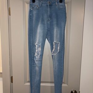 Classic Blue Distressed Skinny Jeans